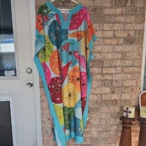Colorful Umbrella Print Maxi Dress